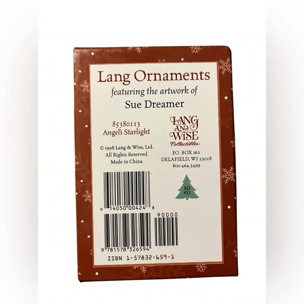 Lang & Wise 1998 Angel Starlight Ornament by Sue Dreamer • New In Box 4”Ht